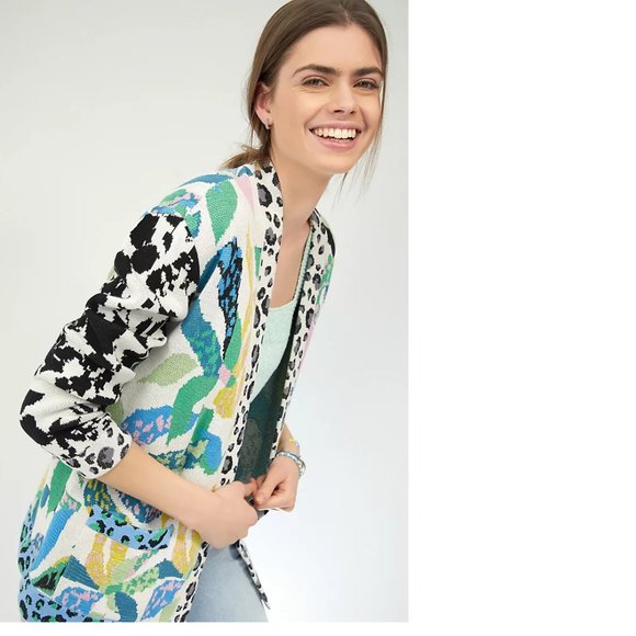 Anthropologie Maeve Savannah Contrast Cardigan - Picture 2 of 9